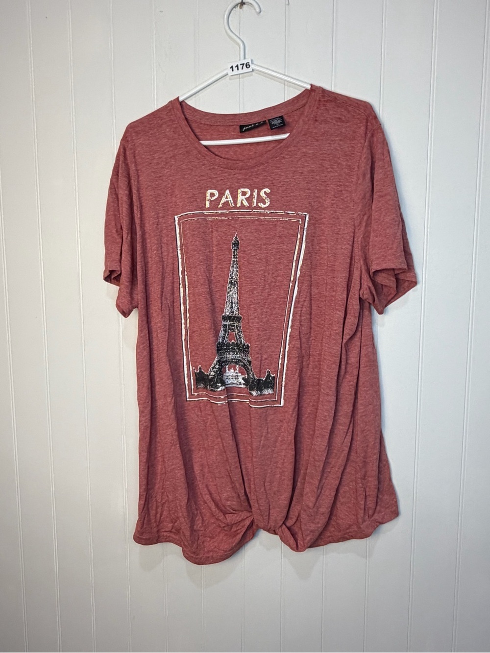 Paris Graphic Tee Knot Hem Casual Travel Shirt 2X Summer Casual Plus